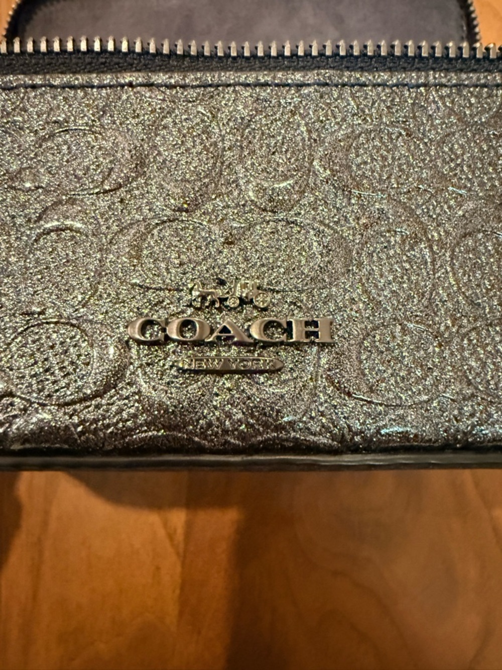 Coach Metallic dark gray Signature Cosmetic Case - Picture 6 of 7